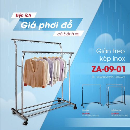 Giàn Phơi Quần Áo Hòa Phát kép INOX (ZA-09-01)