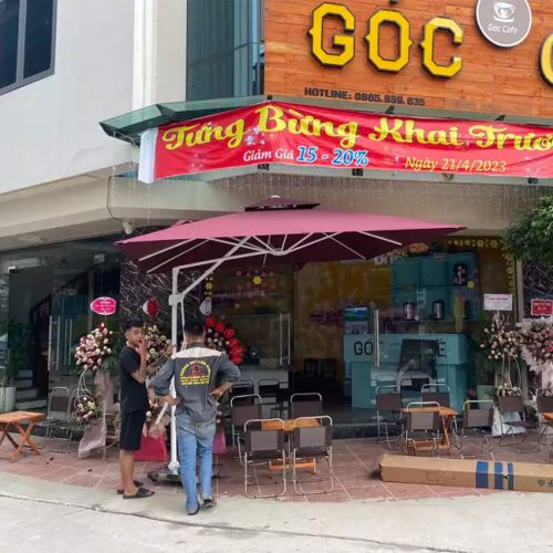 Ô dù hòa phát lệch tâm vuông 3m màu đỏ